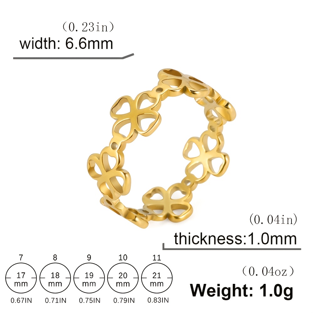 Women's Infinite Loop Clover Stainless Steel Ring, Lucky Four-Leaf